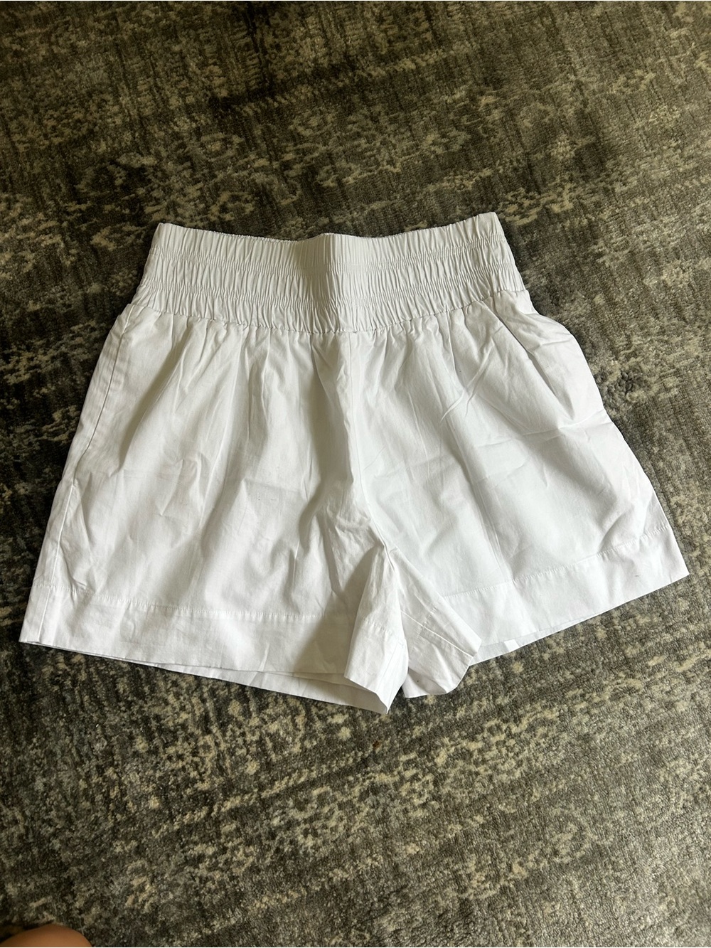 Hill House White Smocked-Waist Cotton Shorts